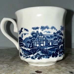 The Brook Blue (Made in England) by CHURCHILL  3” Tea Cup Countryside Scene